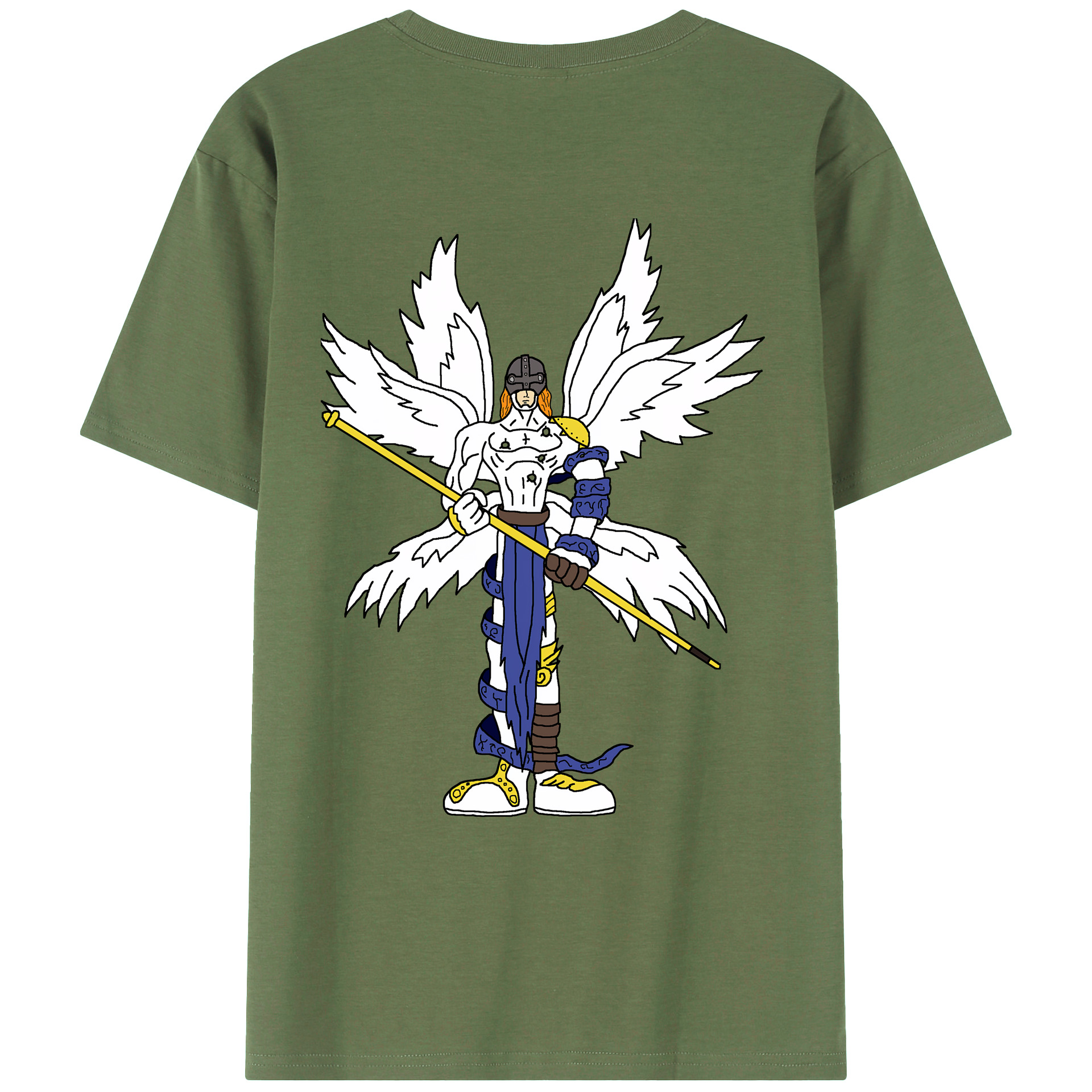 （画像用） Digimon デジタルモンスター/デジモン 綿100％ メンズ半袖Tシャツ（バックプリント） 通気性